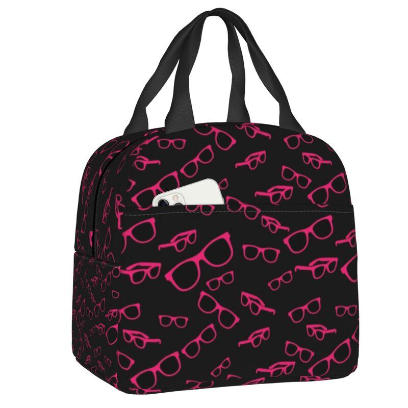 Custom Funny Glasses With Eye Test Chart Lunch Bag Women Optician Optometrist Warm Cooler Insulated Lunch Boxes for Adult Office