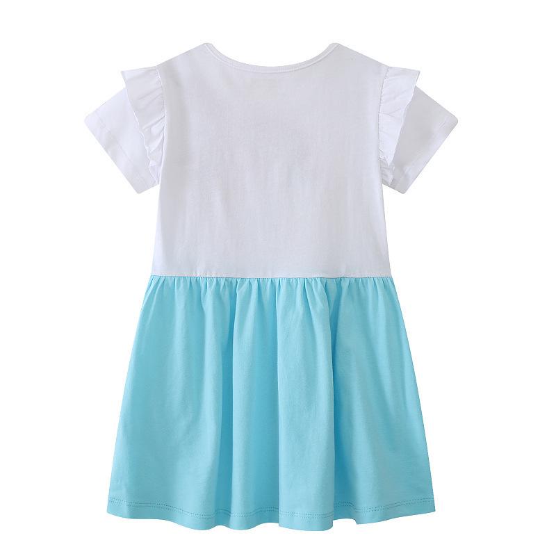 Summer Cross-Border Girls' Skirts: Stylish European & American Round Neck Dress with Short Sleeves for Little Girls