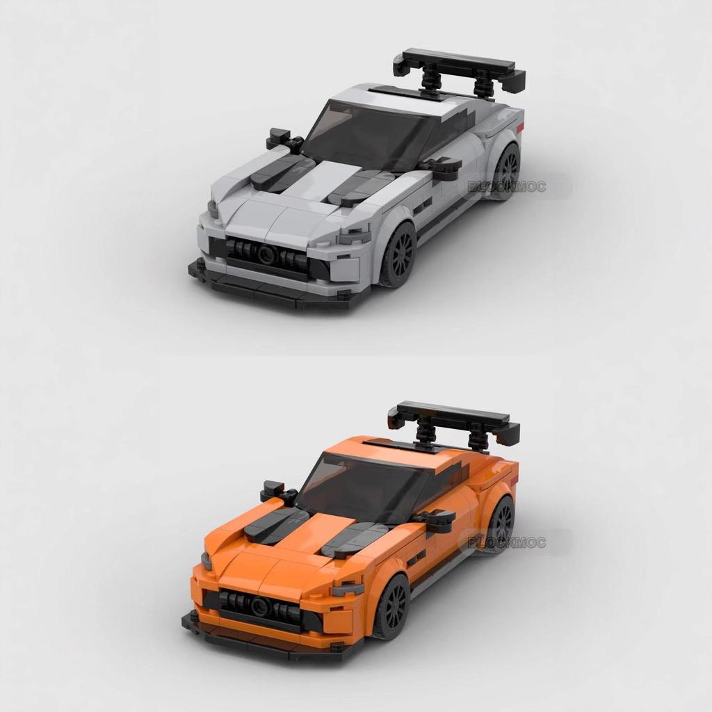 MOC Ziegel Rennsport Sportwagen Fahrzeug Rennfahrer Bausteine Sets Spielzeug für Kinder