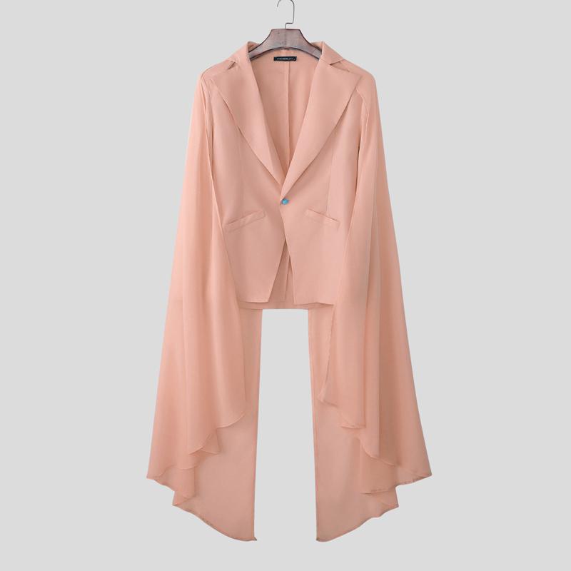 

INCERUN Oversized Men Lapel Long Sleeve One Button Shawl Thin Blazer Casual Coats 2XL