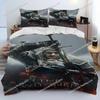 3D The W-Witcher Jogo Gamer Desenho Animado Colcha Conjunto de Roupa de Cama, Capa de Edredom Conjunto de Cama Capa de Colcha Fronha, Conjunto de Roupa de Cama Tamanho King Queen