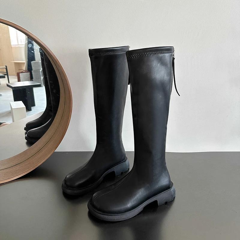 High Quality Women Long Boots Autumn Winter Women Shoes Woman Heel Soft Leather Ladies Knight Boots Casual Shoes Knee High Boots