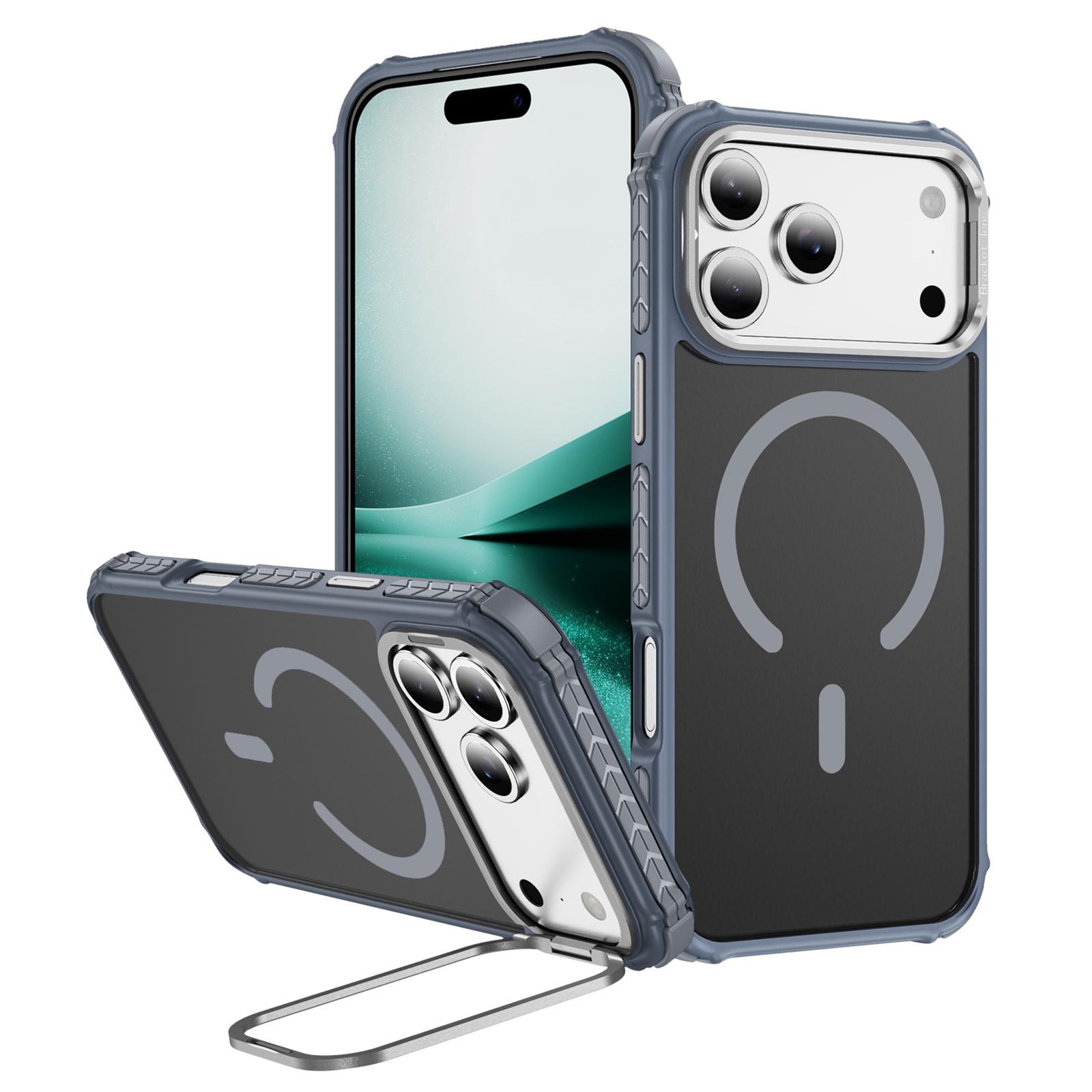 

For iPhone 17 Pro Max Case with Lens Kickstand Matte Phone Back Cover Compatible with MagSafe Grey