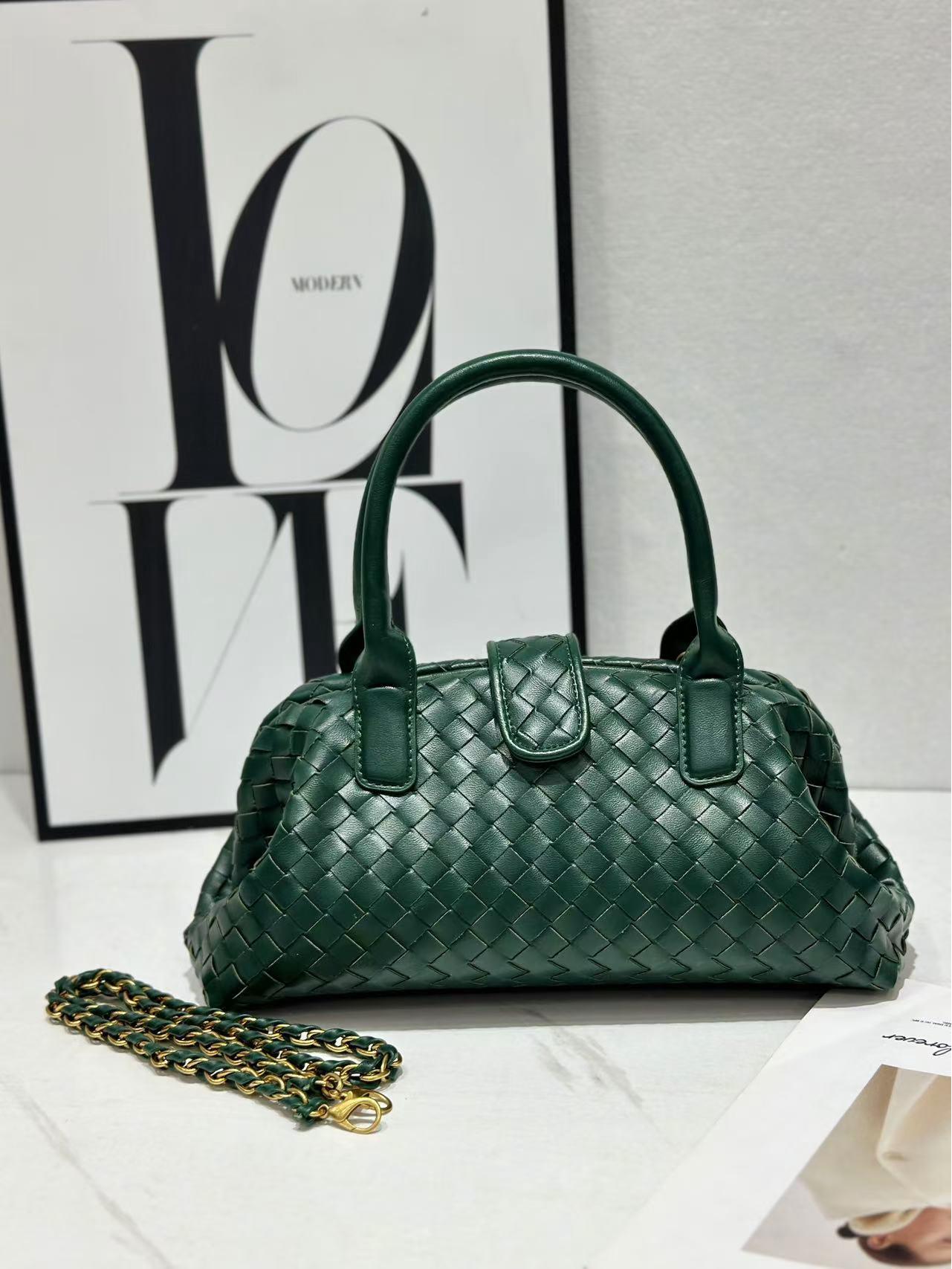 

Женская сумка через плечо Boston из натуральной кожи, плетеная вручную 33*11*17CM (Upgraded Original Mark)