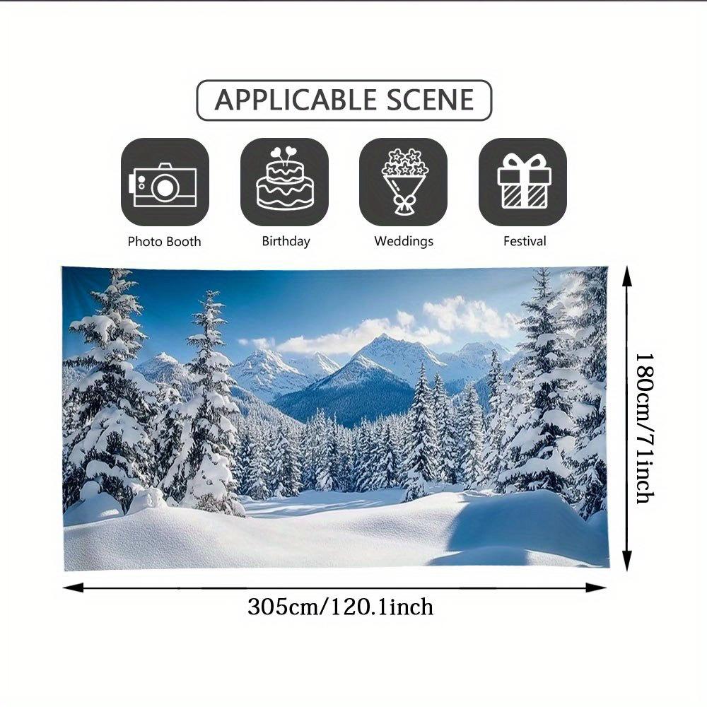 2D Flat 1pc Snow Mountain Winter Landscape Garage Door Banner -snow-covered Pine Trees and Blue Sky Scenes, Parties and Holidays