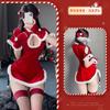 Sexy Cheongsam Christmas Santa Cosplay Dress with Mini Skirt and Erotic Extremely Appealing To with CXH609 [TYYRBMG] Babydoll, 5-Piece Set, Costume,