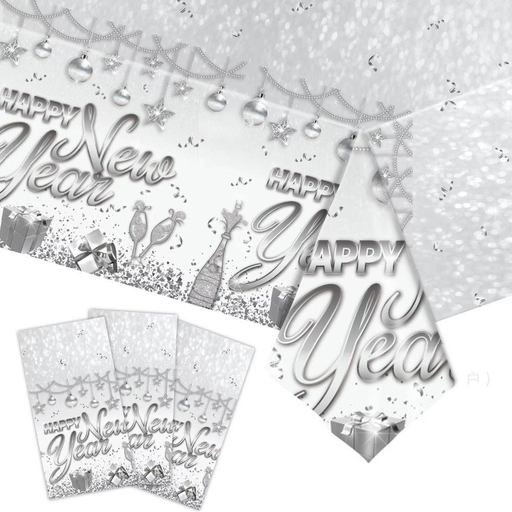 Cute Plastic New Year Tablecloth Bronzing Black Gold Disposable Tablecloths Disposable Table Decoration Table Cover New Year