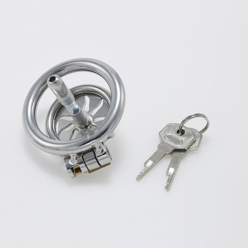 Men Short CB Lock Penis Cage Cock Lock Stainless Steel Chastity Lock Sex Toy Femdom BDSM Cock Ring Ball Stretcher