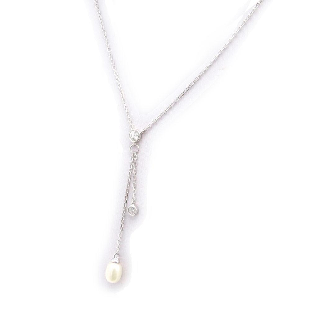 Les Trésors De Lily [J9559] - White 'Sissi' Silver Necklace
