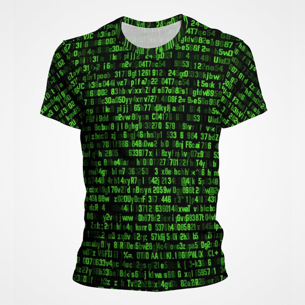 Fashion 3D Printed Green Matrix Code T Shirt For Men Trend Personality Graphic T Shirts Programmer Streetwear Oversized T Shirt Tops