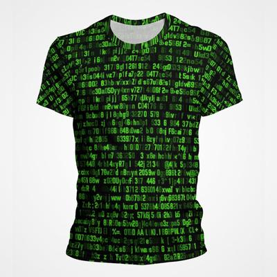 Fashion 3D Printed Green Matrix Code T Shirt For Men Trend Personality Graphic T Shirts Programmer Streetwear Oversized T Shirt Tops
