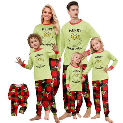 Noel Baskılı Sevimli Aile Seti Pijama, Ev Giysileri, Aile Seti Uzun Kollu Üst Pantolon Seti