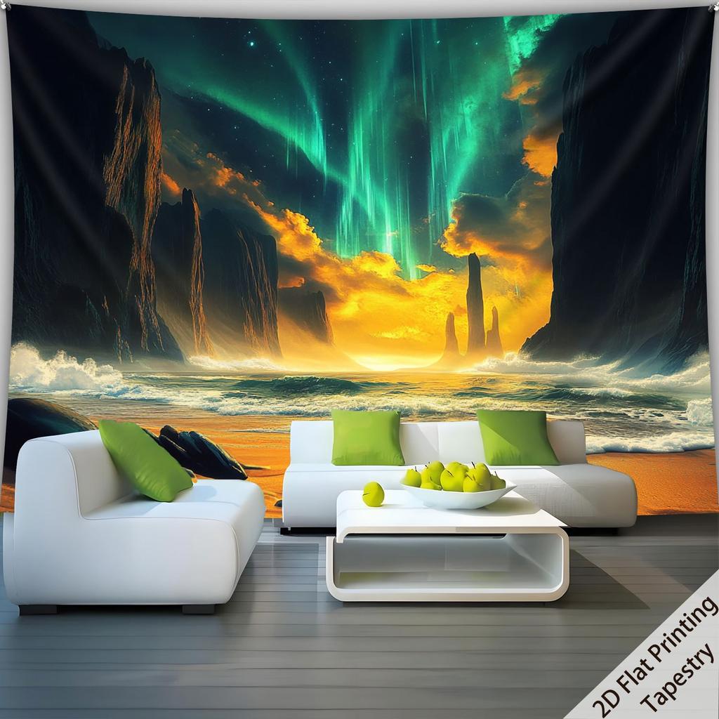 Wave Canyon Aurora Digital printing polyester wall tapestry suitable for use in living rooms bedrooms offices bars and party
