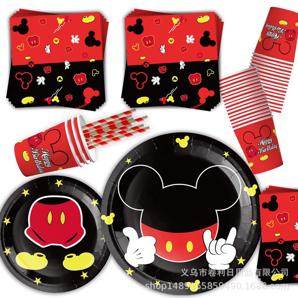Mickey Mouse Birthday Theme Party Supplies Mickey Mouse Party Decorations Banner Flag Paper Plate Paper Cup Tablecloth