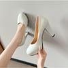 Fashion New High Heels Shoes Women White Wedding Shoes Thick High Heels Fashion Party Pumps Footwear Black Red Big Size 34-42