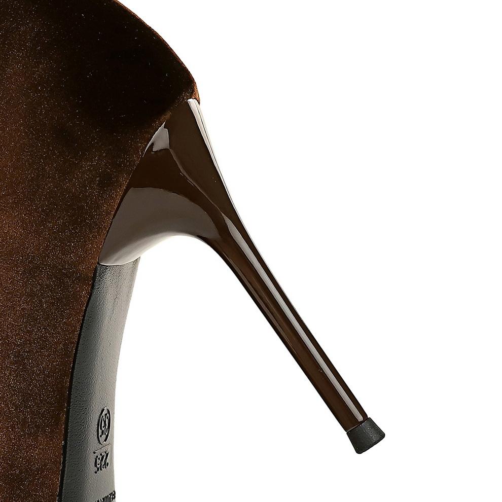 Women's Fashion Thickened Suede Banquet High Heels Shallow Mouth Pointed Single Shoes