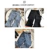 High Waist Stretch Denim Pants Women Cropped Flared Wide Leg Jeans Casual Trousers In Light Blue Vintage Black