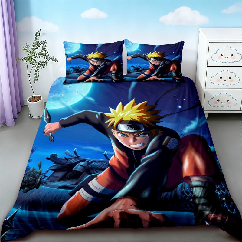 Duvet Cover Naruto Set Anime Print Pillowcase Quilt Cover Bedding Bag Set Queen King Size Digital Printing Kids Best Gifts