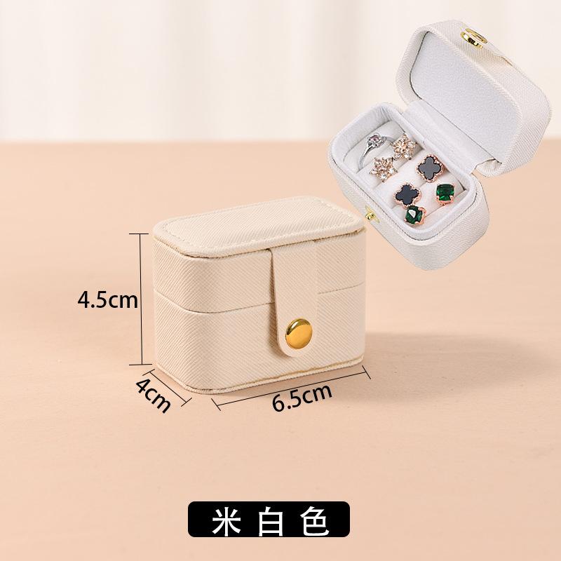 Portable Jewelry Box Pu Mini Ring Box Earring Storage Jewelry Box Snap Button