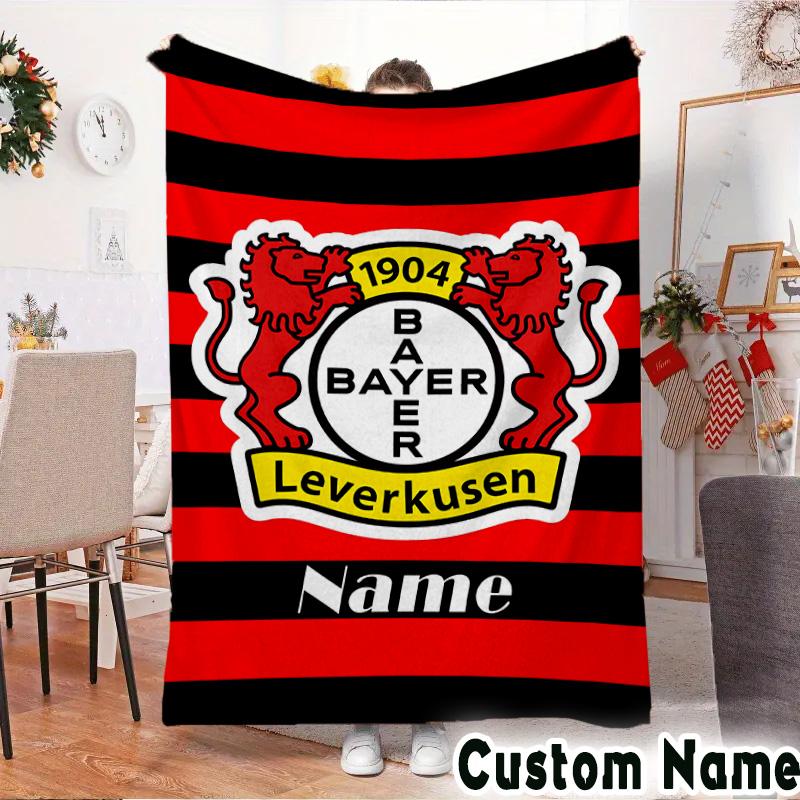 Custom Name Bayer FC Crest Throws Blanket Flannel Blankets for Couch Bed Gifts for Men Women Picnic blanket Christmas fan gifts