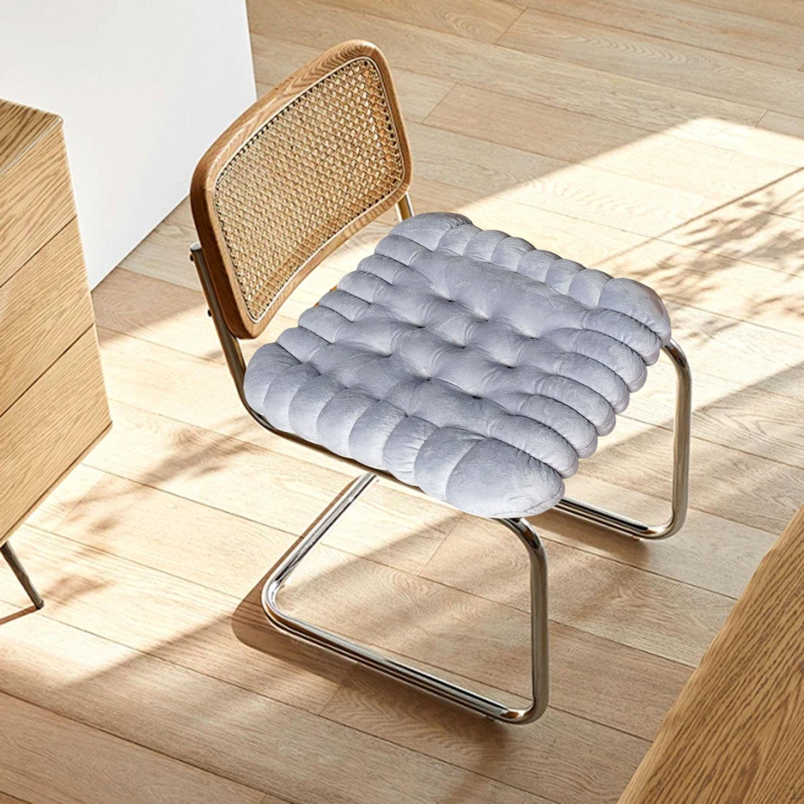 Biscuit Cushion Square Seat Soft Padded Mat Pearl Velvet Decorative Modern Suitable Gray Square