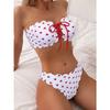 Damen Retro Polka Dot Bikini Set - High Waist Binde Seiten Badeanzug für Damen, Einfarbiger Badeanzug, Strandurlaub Outfits