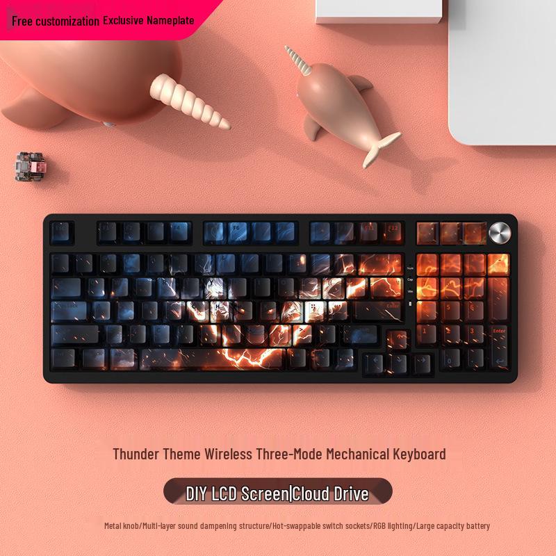 Wireless Bluetooth Mechanical Keyboard - 98-Key, Blue Switch, Silent for Gaming/Esports, High-Design for Girls/Office Use.
