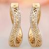 Xiaomi Huitan Hollow Out Design Women Hoop Earrings Engraved Design Elegant Party Accessories Luxury Jewelry Gold Color Inlaid Shiny CZ