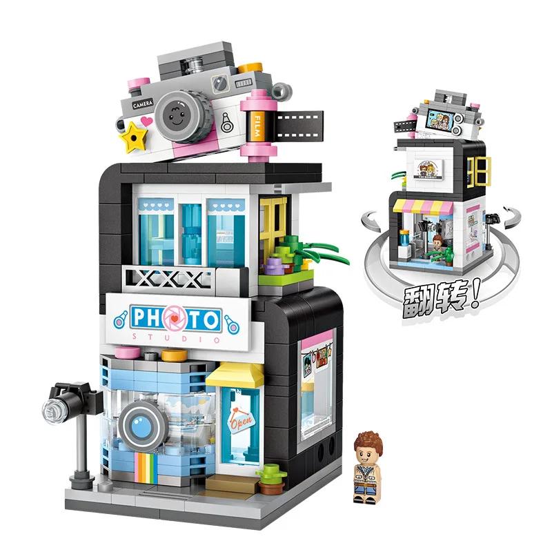 LOZ Blocks FUN Ideas Mini Street Store Toy Small Flower Pisa Shop Brinquedos MOC City House Food Building Bricks Girl Gifts