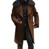 Cappotto Giovanile da Uomo Monocolore Aderente Doppiopetto Marrone Tasca Laterale