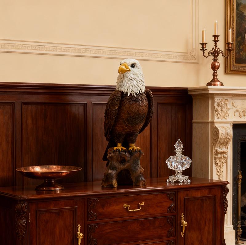 Bald Eagle Resin Statue - American Luxury Decor for Living Room, Entryway, or Garden