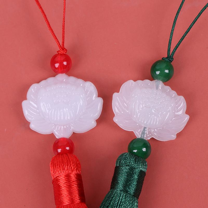 Chinese Retro White Jade Lotus Tassel Fringe Diy Alloy Craft Tassel Accessories