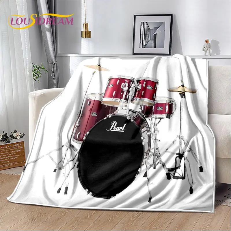 Kit de tambor musical, conjunto de instrumentos, cobertor de pelúcia macio, cobertor de flanela, cobertor para sala de estar, quarto, cama, sofá, piquenique, criança