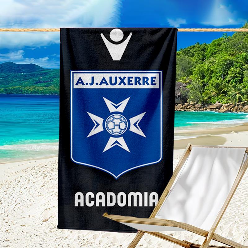 Auxerre Crest Design Beach Towel - Soft, Absorbent Microfiber, Lightweight, Ideal for The Beach, Parties, Travel, Camping Fan Gifts