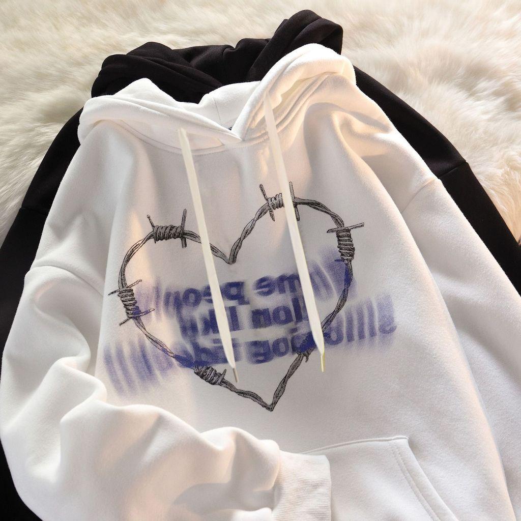 Streetwear Hoodie For Women With Letter Print Polyester Long Sleeve Casual Sweater