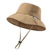 Women Hat Fisherman Style Solid Color Basin Hat with Reflective Stripe Lace-Up Dome Design Bucket Hat