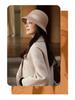 Women's Retro Black Wool Bucket Hat - Autumn/Winter Trendy Japanese Fashion.