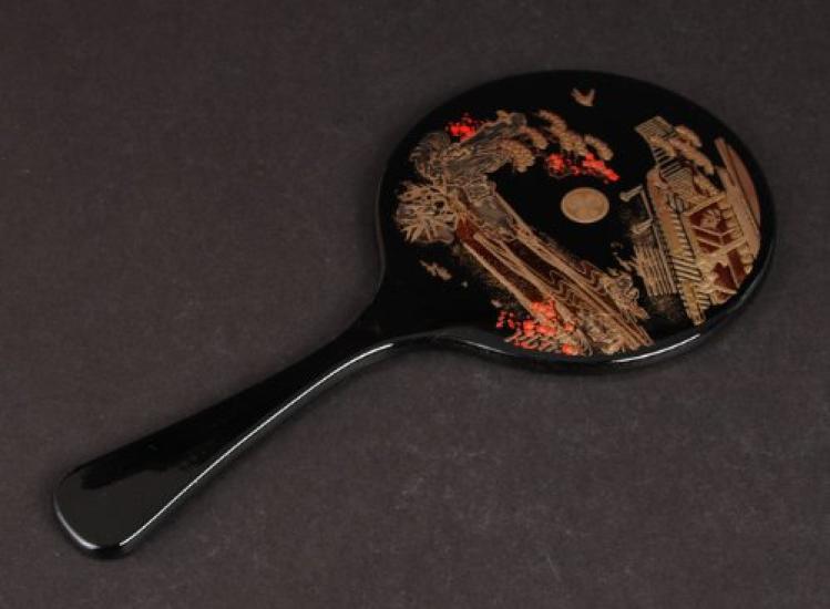 Maeju Lacquerware Hatsune Hand Mirror with Stand (B) 4L-207