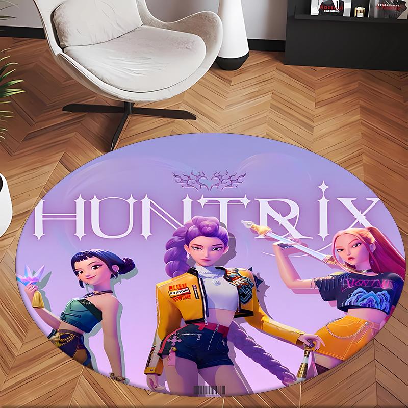 Huntrix (38) Kulatý kancelářský koberec Dekorativní podlahový koberec do kanceláře, ložnice, obývacího pokoje a domácího prostoru