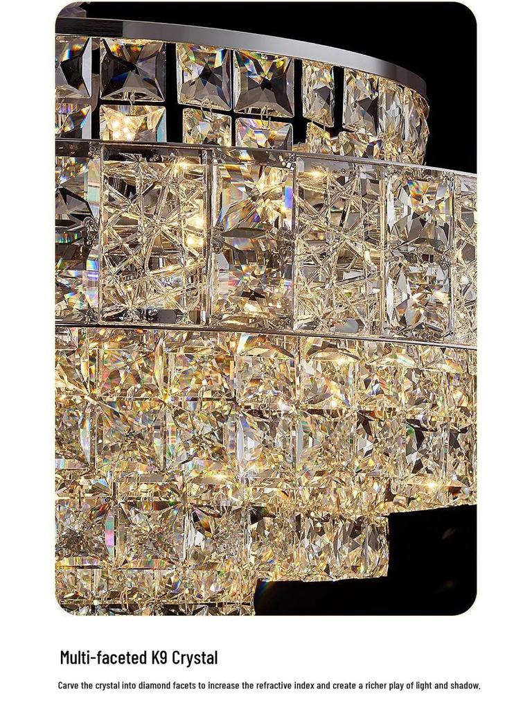 2025 Romantic Crystal Petal Chandelier - Cream Style, Warm Luxury for Living Room/Bedroom