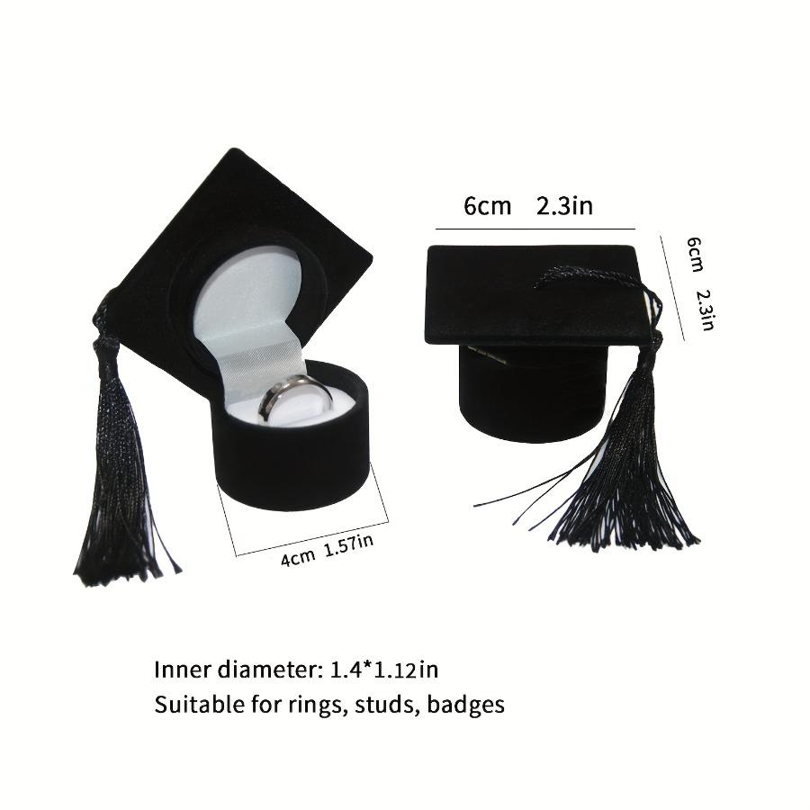 Plüsch-Ringe-Box Kreative Bachelorhut-Schmuckaufbewahrungsbox Abschluss-Abzeichen Abschlusszeit-Geschenk Campus-Heiratsantrag Mini-Ringe-Box