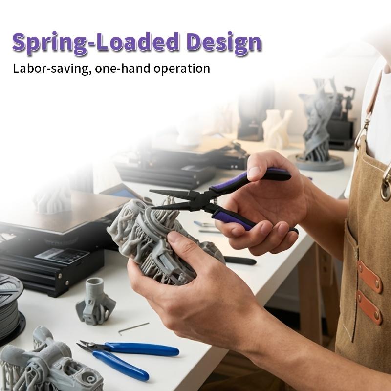 3D Print Support Removal Pliers, Teflon Coated Thin Flat Jaw, Spring Loaded Non-Slip Grip, Rust-Proof Precision Tool for FDM SLA LCD 3D Printers
