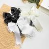 2pcs Long Ribbon Bow Hair Clips Long Tassel Bow Hairpins Lace Embroidered Bow Barrette With Rhinestone Heart For Women Girls