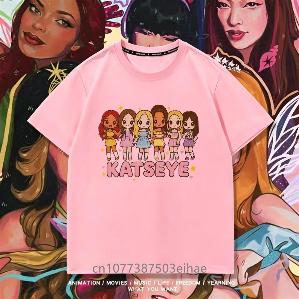Katseye Unisex Short Sleeve T Shirt Kpop Idol Print Tee For Boys Girls With Megan Daniella Manon Lara Sofia Yunchae Fan Daily