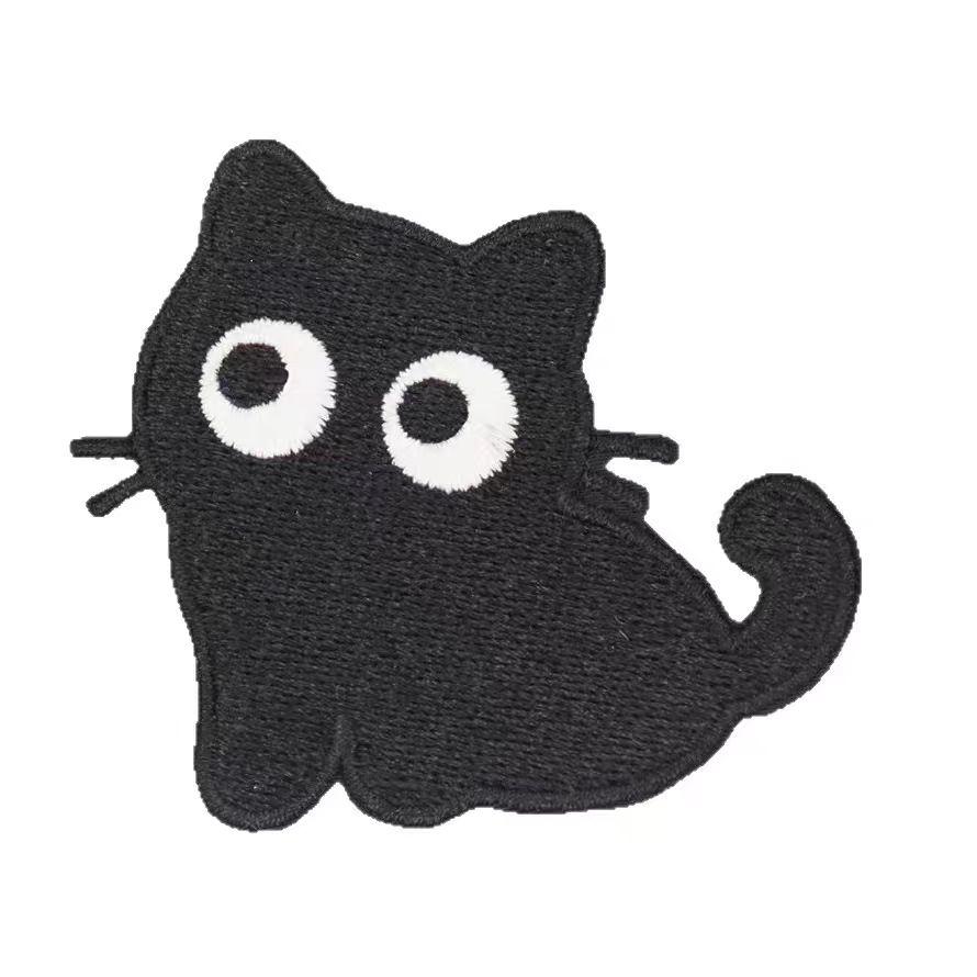 6Pcs/Lot Mix Black Kitten Embroidery Patch Cartoon Cute Patches DIY Clothing Shoes Bag Cat Repair Decoration Applique