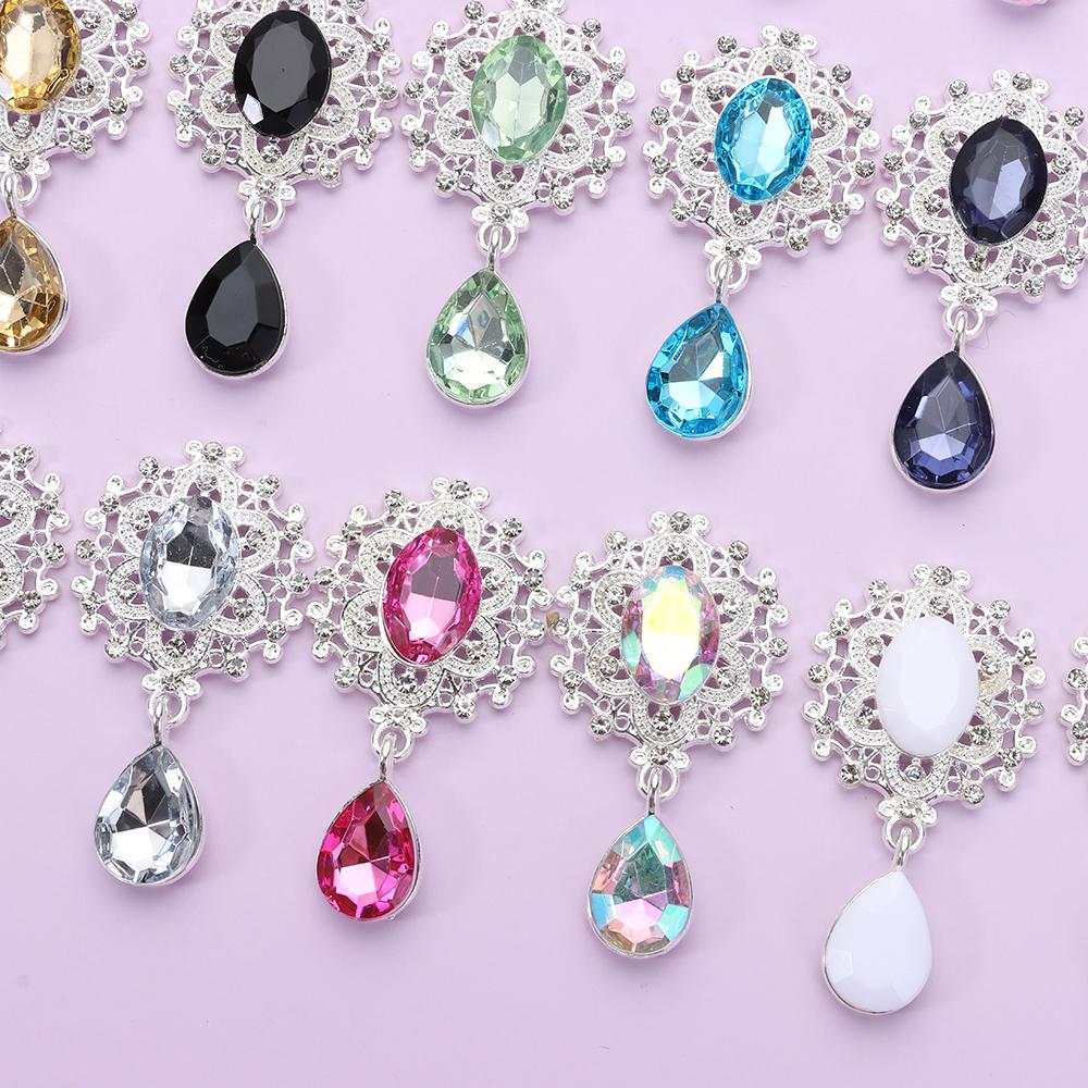 Sparkling Crystal Faceplate Garment Decorative Alloy Rhinestone Sewing Button Pendant Scrapbooking