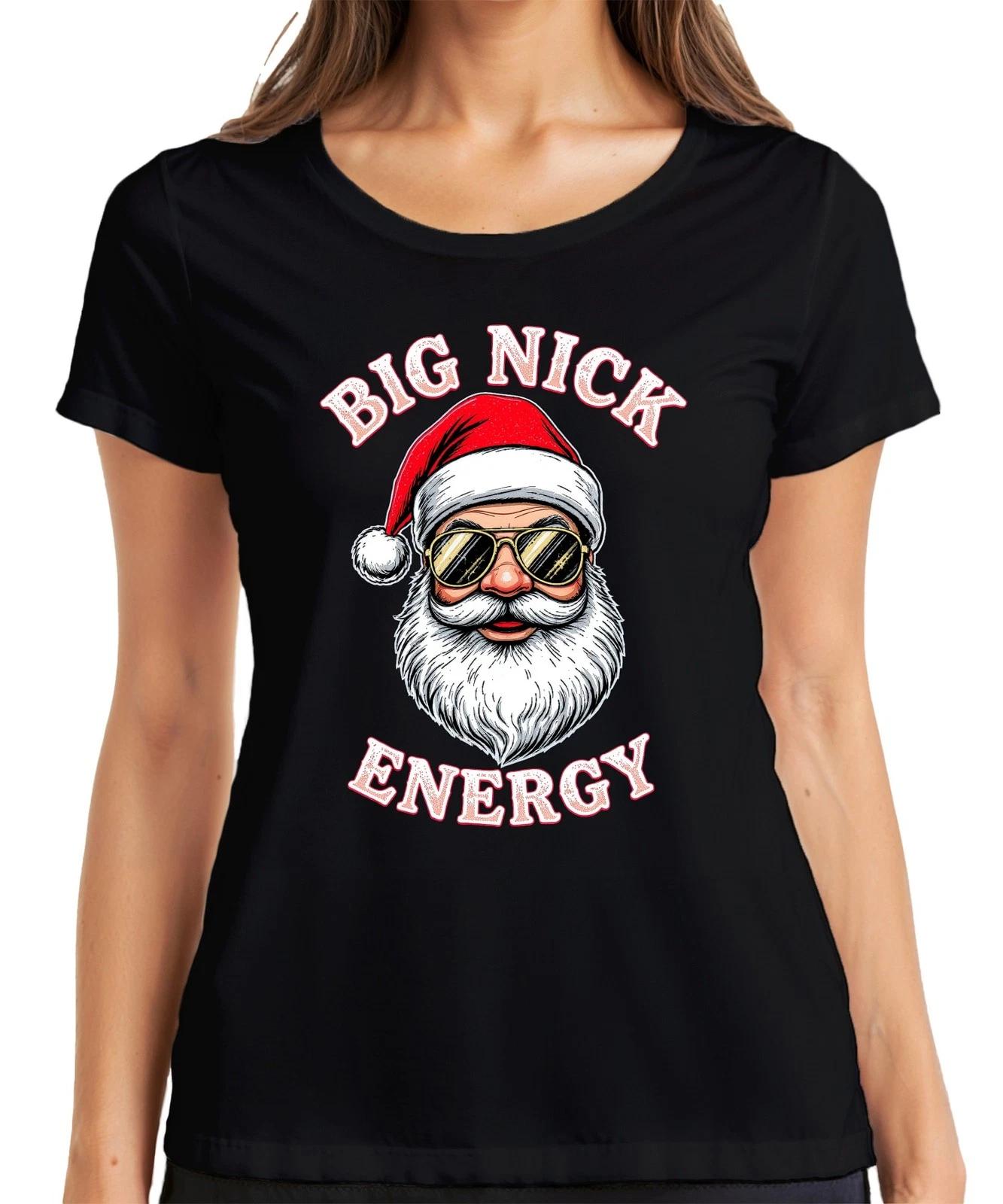 BIG NICK ENERGY Weihnachtsmann Sonnenbrille Weihnachtsgeschenk Damen T-Shirt XS