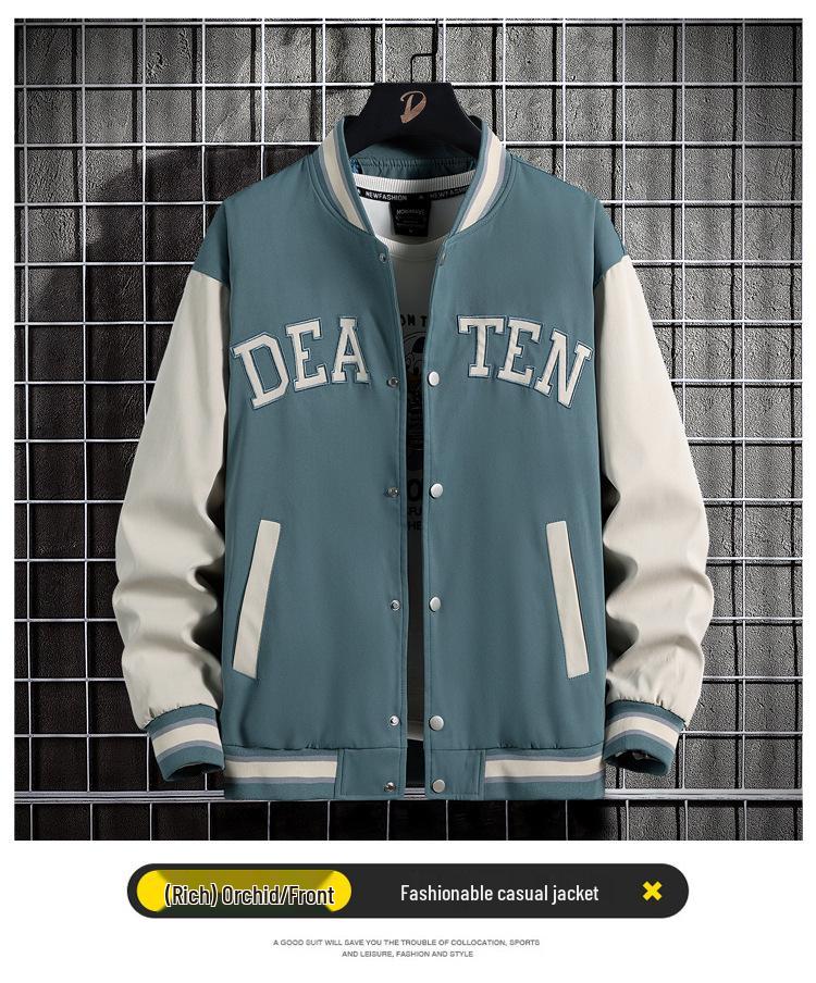 Übergröße Herren Dünne Bestickte Baseballjacke für Frühling & Herbst