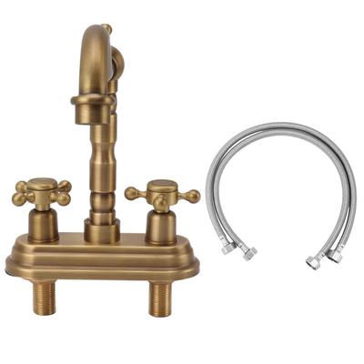 Torneira de Lavatório G1/2 Antiga 2 Manípulos Água Quente Fria Misturador de Lavatório Totalmente em Cobre para Cozinha Banheiro
