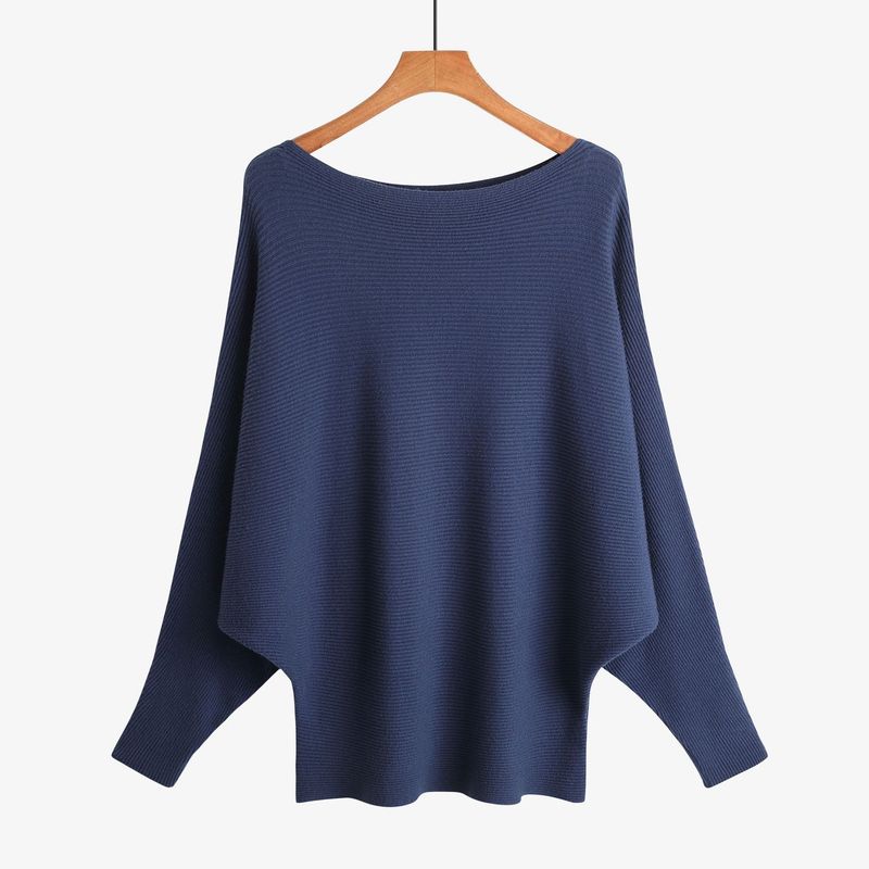 Loose Long Sleeve One-Line Collar Top Loose Long Sleeves off-Shoulder Top Female